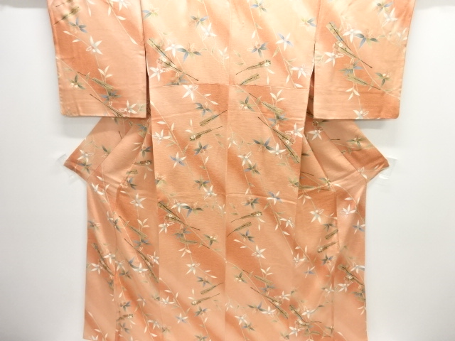扇に花模様小紋着物